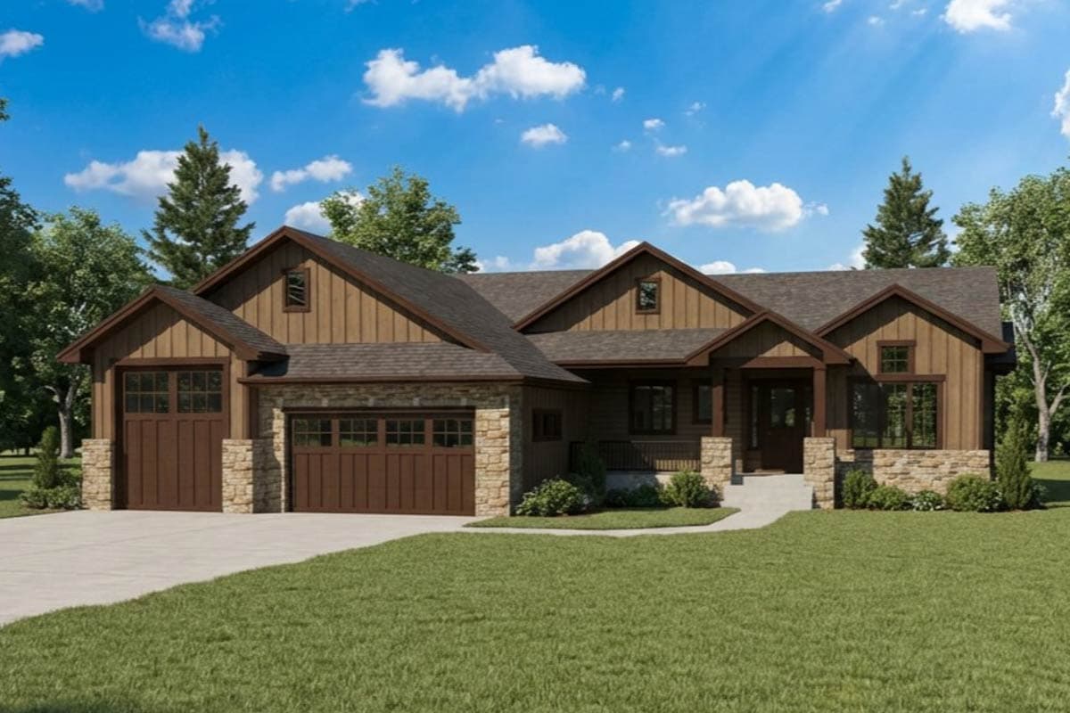 Plan image - 95374RW:Ranch House Plan with 3-4 Bedrooms and 3-Car Garage