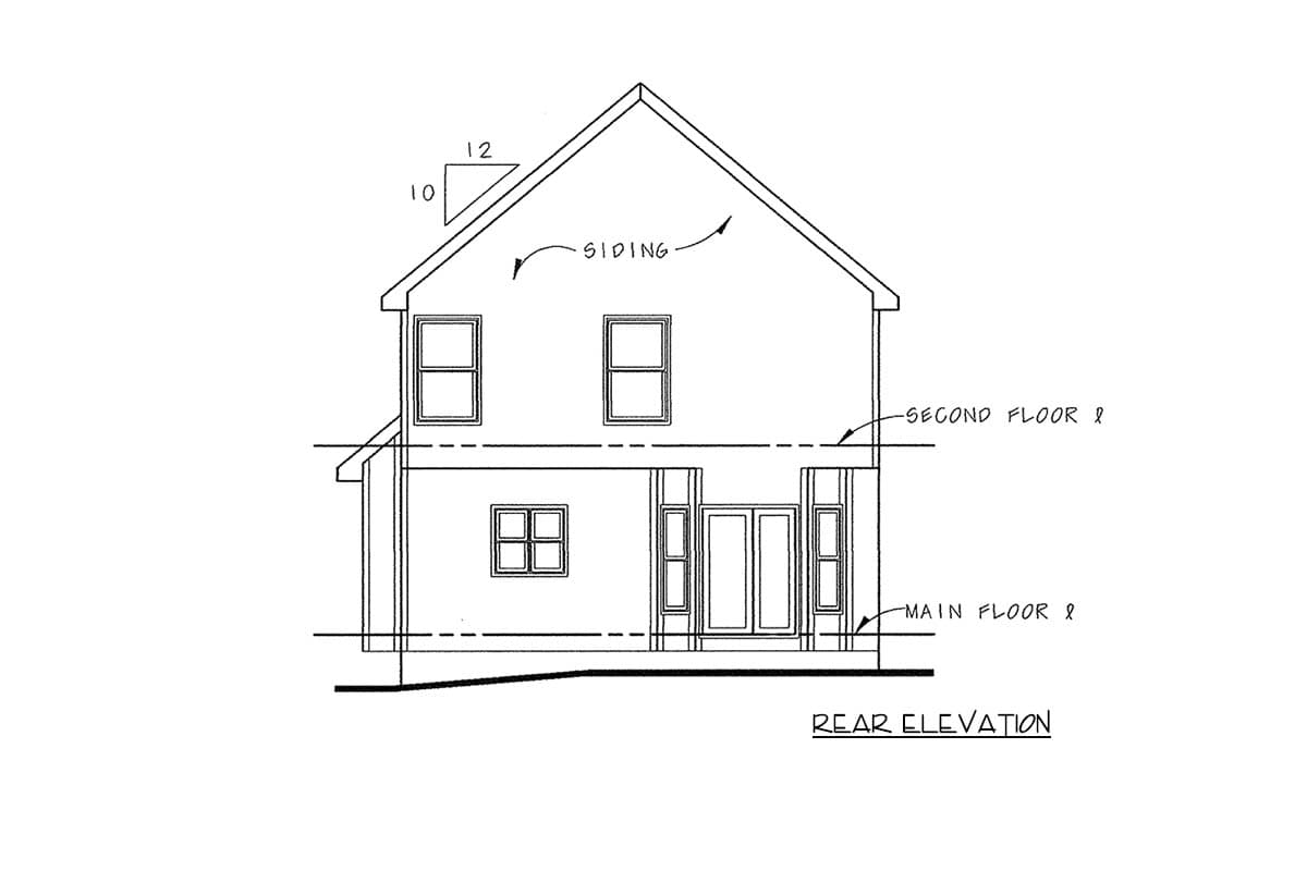 Plan 42754DB: Charming Narrow Farmhouse Plan: 1471 sq. ft., 3 Beds, 2.5 Baths, Covered Porch - Image #4 - Farmhouse, Traditional