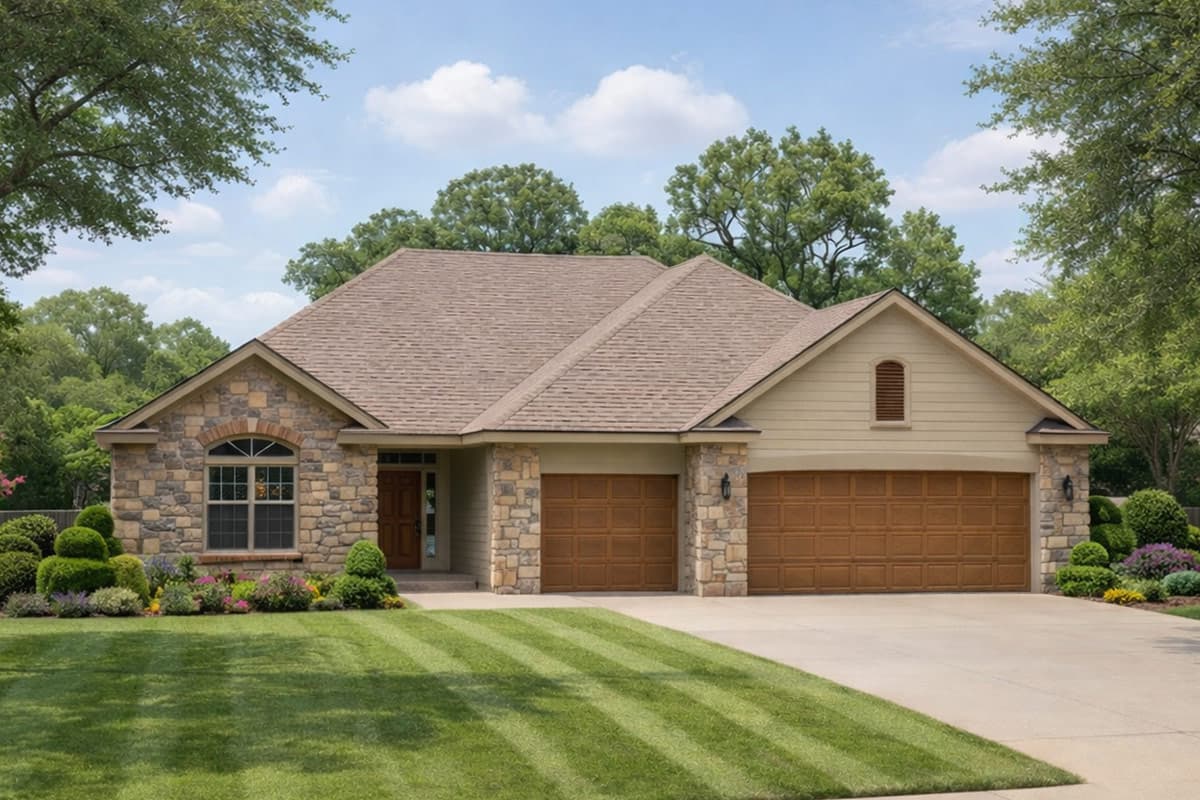 Plan image - 42757DB:European Traditional House Plan Featuring Three Bedrooms and Three Car Garage