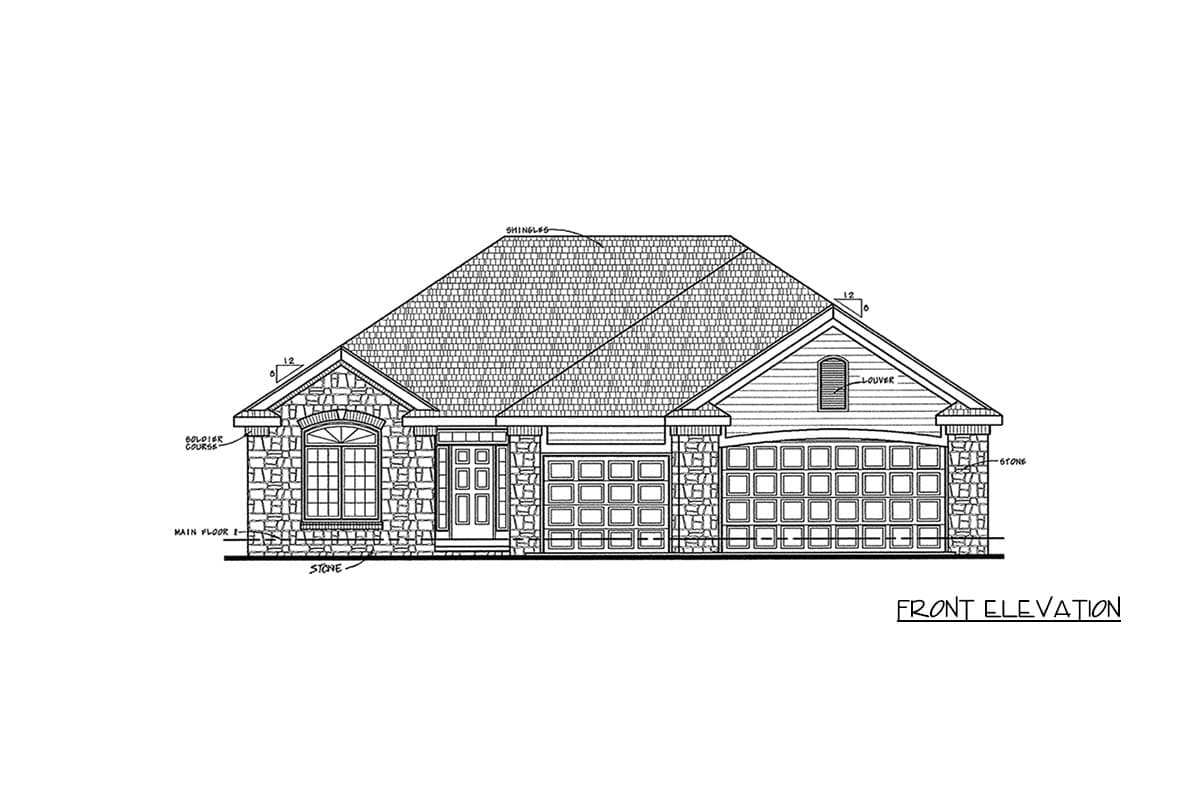Plan 42757DB: European Traditional House Plan Featuring Three Bedrooms and Three Car Garage - Image #2 - European, Traditional