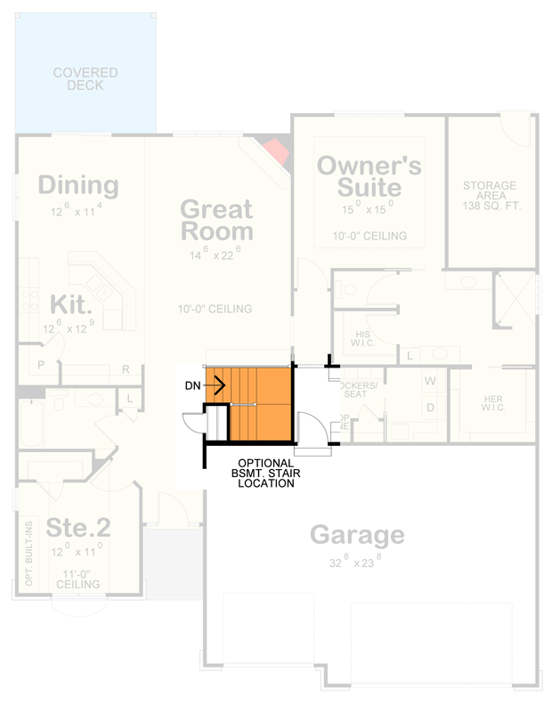 Plan 42757DB: European Traditional House Plan Featuring Three Bedrooms and Three Car Garage - Floor Plan - Optional Basement Stairs - European, Traditional