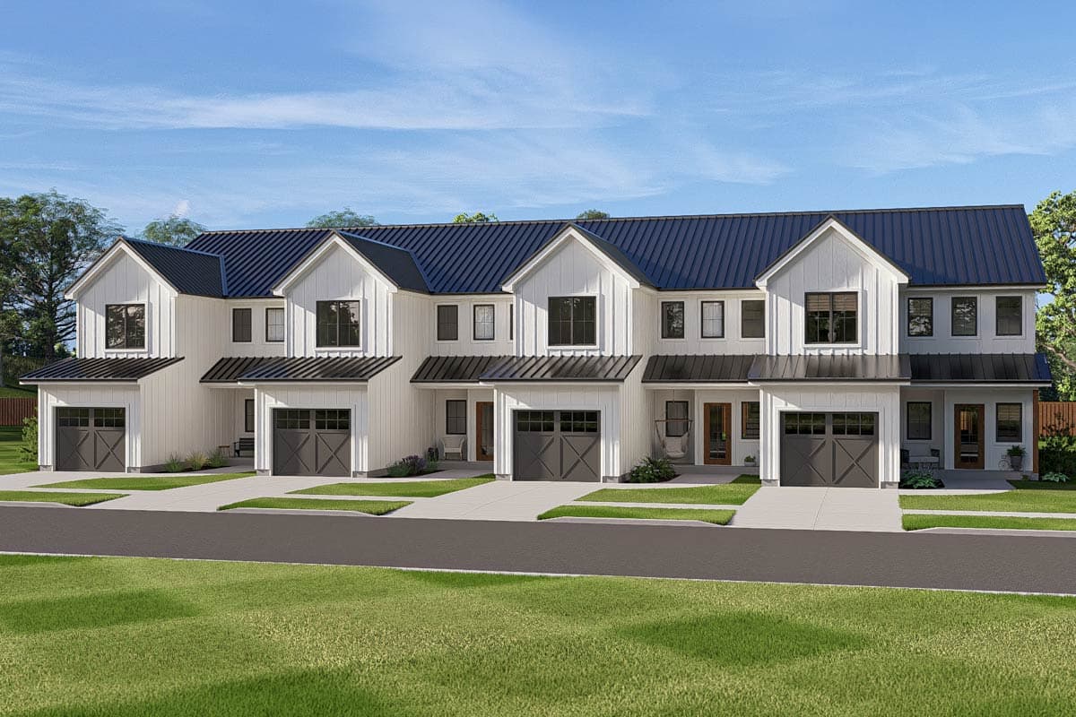 Plan 623648DJ:  Modern Farmhouse Quadplex Plan with 3-4 Bedrooms and Covered Porch - Image #12 - Farmhouse, Modern Farmhouse, Traditional