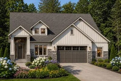 Craftsman Farmhouse House Plan with 3 Beds and Flexible Office or Study Space