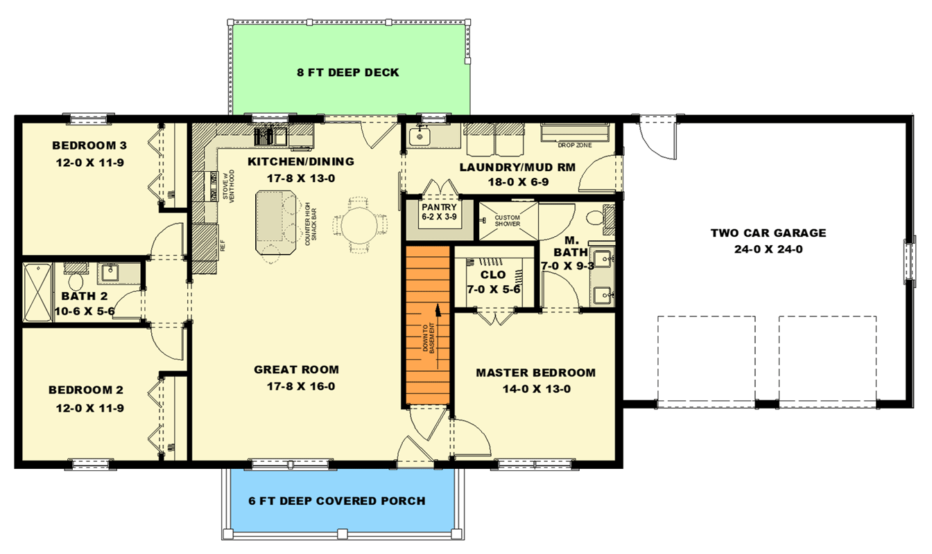 Plan 25084DH: Modern Farmhouse House Plan with Three Bedrooms and Two Baths - Floor Plan - Image #10 - Farmhouse, Modern Farmhouse, New American