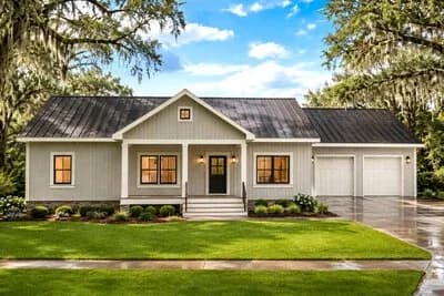 Modern Farmhouse House Plan with Three Bedrooms and Two Baths