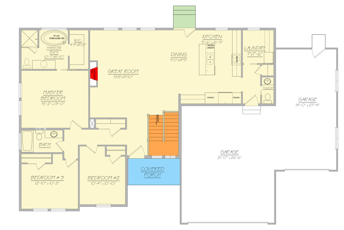 Plan 849105PGE: Single-Story Farmhouse House Plan with Three Bedrooms and Spacious Garage - Floor Plan - Image #4 - Craftsman, Farmhouse