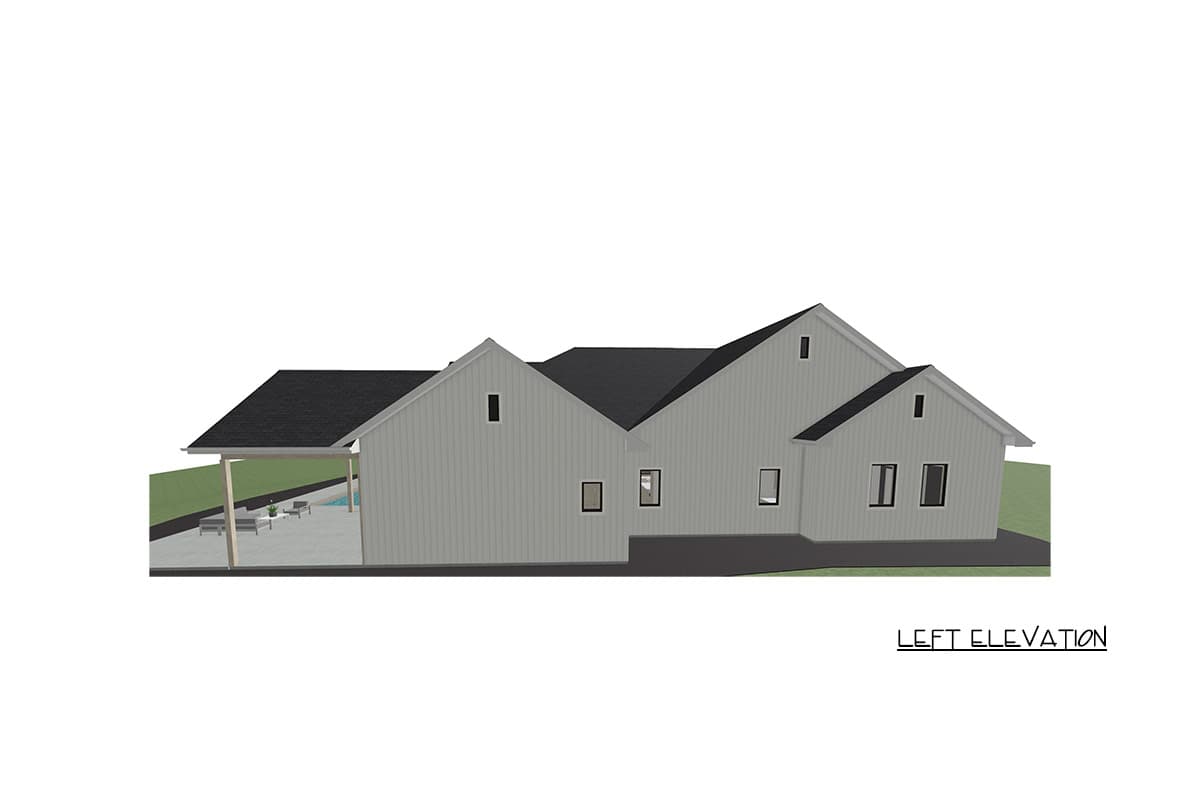 Plan 744525ABR: Modern Farmhouse House Plan with 4 Bedrooms and Expansive Covered Patio - Image #5 - Country, Craftsman, Modern Farmhouse