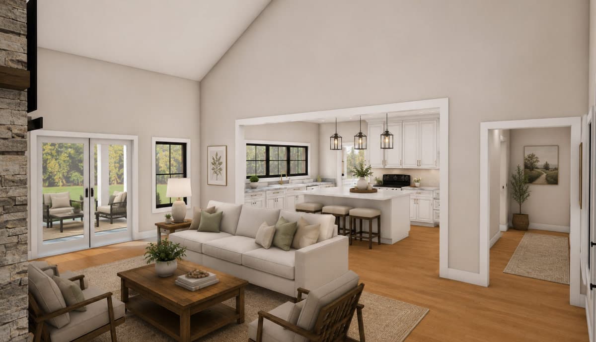 Plan 744526ABR: Craftsman Farmhouse House Plan with Four Bedrooms and Bonus Space - Image #3 - Craftsman, Farmhouse, New American, Southern