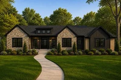 Craftsman Farmhouse House Plan with Four Bedrooms and Bonus Space