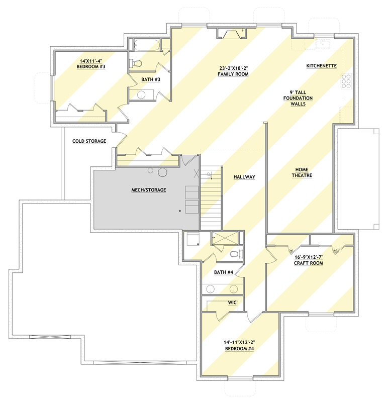 Plan 849106PGE: European Traditional House Plan with Main Floor Master Suites and Study - Floor Plan - Optionally Finished Basement - European, Traditional