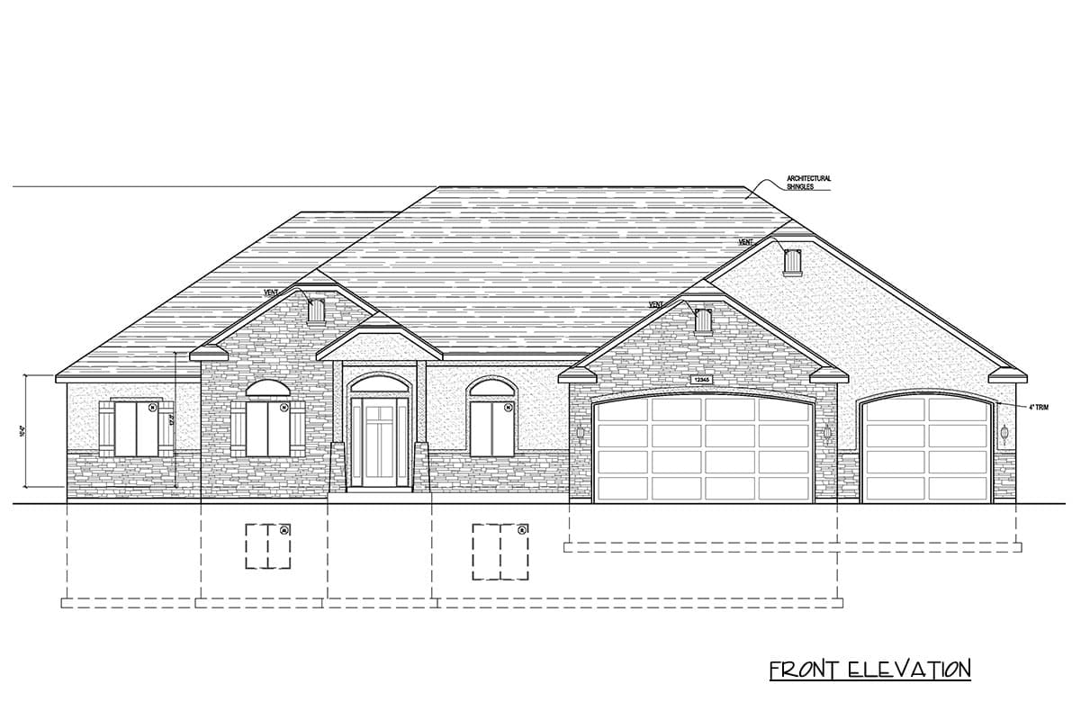 Plan 849107PGE: Traditional Country House Plan with 2 or 3 Bedrooms and 3-Car Garage - Image #4 - Country, Traditional
