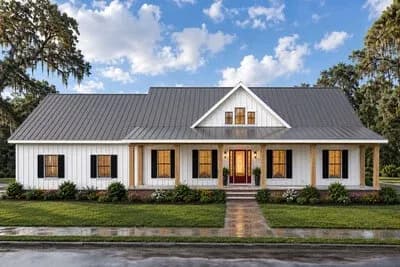 Modern Farmhouse Barndominium House Plan with 4 Bedrooms