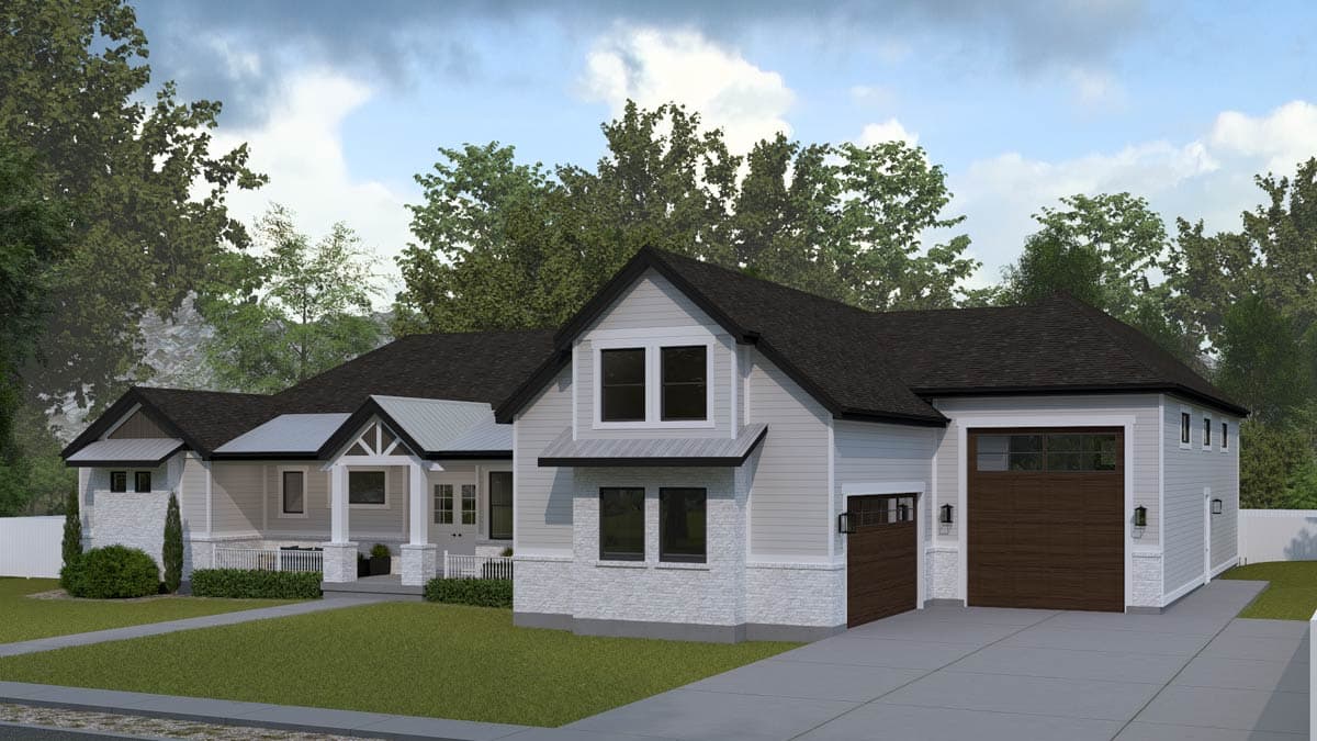 Plan 61757UT: Spacious Farmhouse House Plan Featuring a 3-Car RV Garage - Image #2 - Farmhouse, Traditional