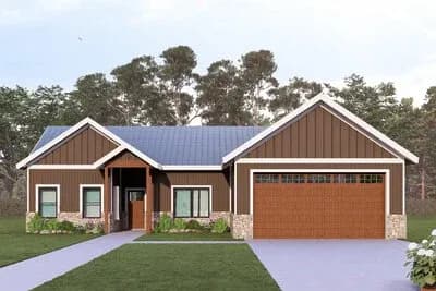 Charming Traditional Country Farmhouse House Plan with Three Bedrooms and Attached Garage
