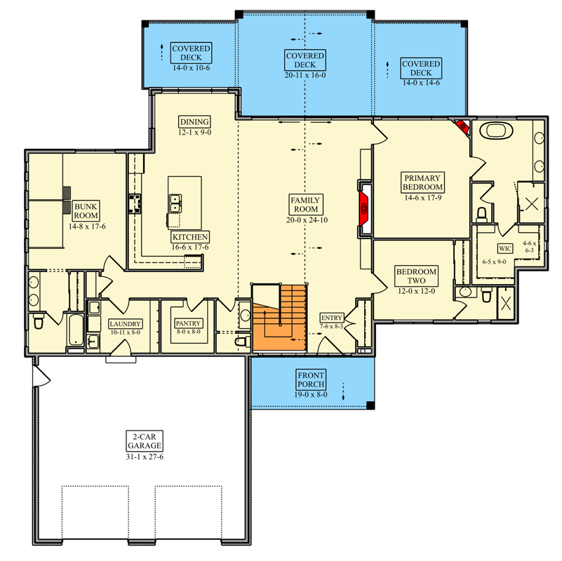Plan 95380RW: Modern Mountain Farmhouse House Plan with Primary Suite and Two-Car Garage - Floor Plan - Image #3 - Farmhouse, Modern, Modern Farmhouse, Mountain