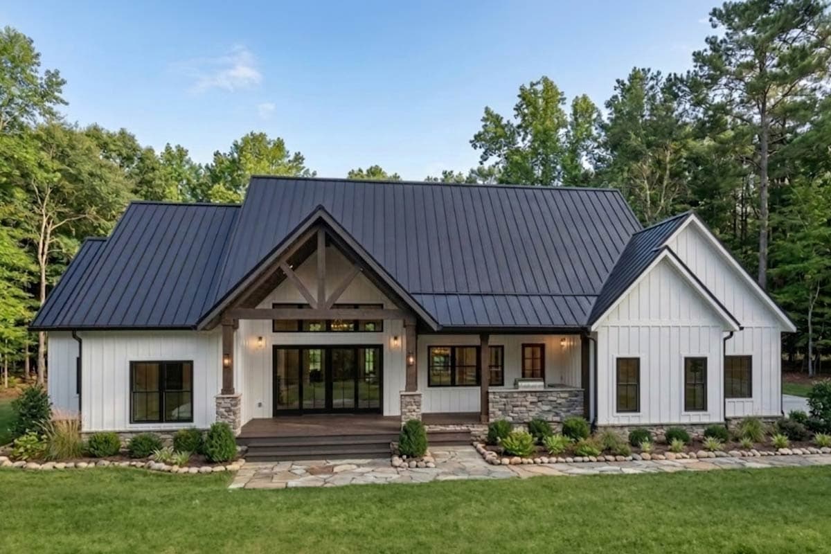 Plan 46537LA: Modern Farmhouse House Plan with 3 Bedrooms and Vaulted Living Areas - Image #4 - Country, Farmhouse, Modern Farmhouse, Southern