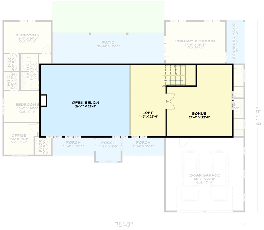 Plan 850038PKE: Modern Transitional House Plan with 3 Bedrooms and Two-Story Great Room - Floor Plan - Image #12 - Modern, Transitional