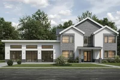 Contemporary Transitional House Plan with 4 Bedrooms and 3-Car Garage