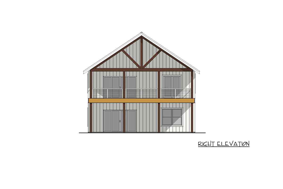 Plan 405167FDC: Five Bedroom Barndominium Farmhouse House Plan with Expansive Covered Porch - Image #4 - Barndominium, Farmhouse, Rustic