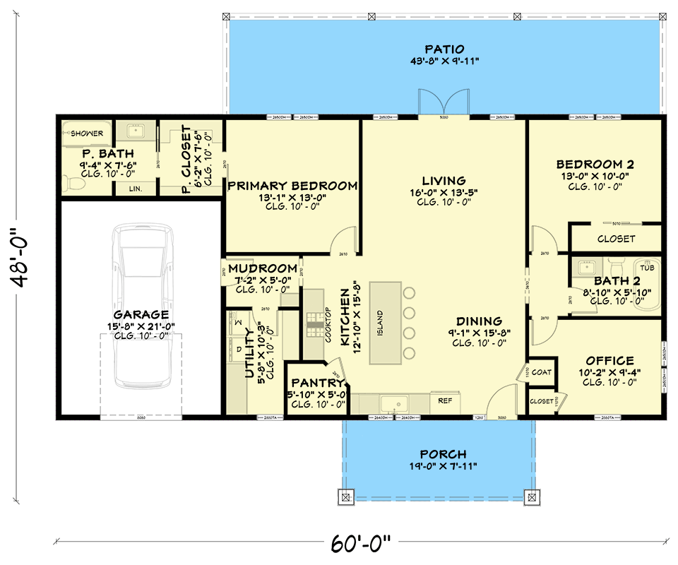 Plan 850041PKE: Modern Two Bedroom House Plan with Spacious Covered Outdoor Living - Floor Plan - Image #9 - Modern