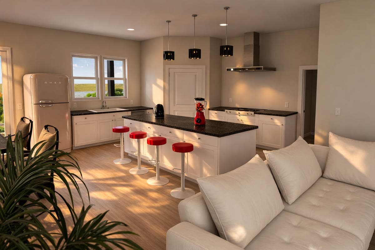 Plan 850041PKE: Modern Two Bedroom House Plan with Spacious Covered Outdoor Living - Image #5 - Modern
