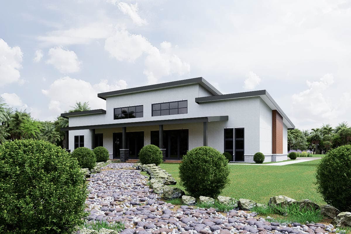 Plan 850042PKE: Contemporary Modern House Plan with Three Bedrooms and Three Car Garage - Image #3 - Contemporary, Modern