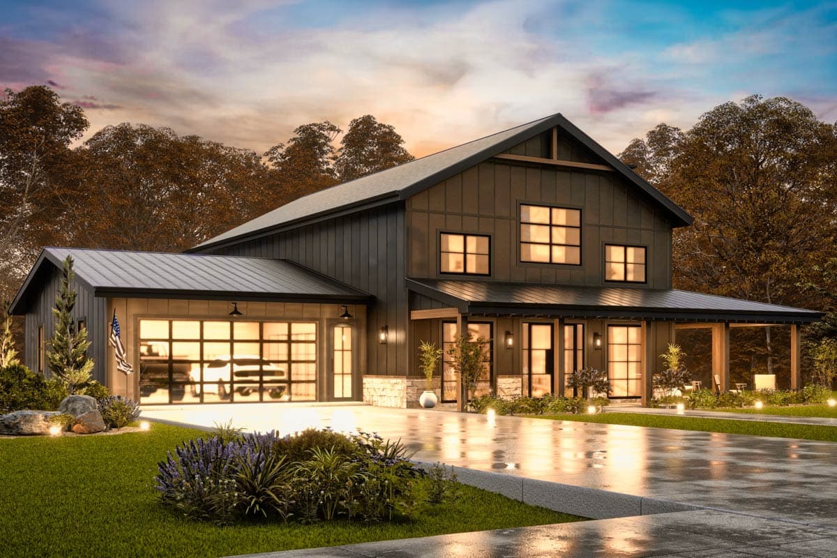 Plan 25959GE: Modern Farmhouse Barndominium House Plan with Wraparound Porch and Workshop - Image #9 - Barndominium, Country, Farmhouse, Modern Farmhouse, New American