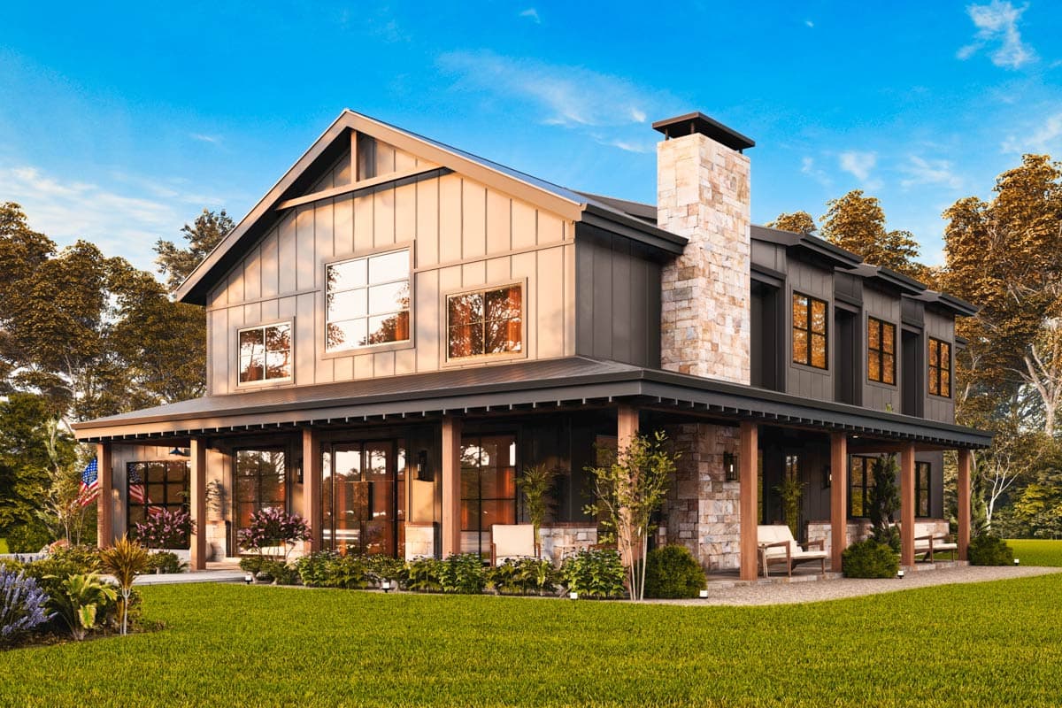 Plan 25959GE: Modern Farmhouse Barndominium House Plan with Wraparound Porch and Workshop - Image #10 - Barndominium, Country, Farmhouse, Modern Farmhouse, New American