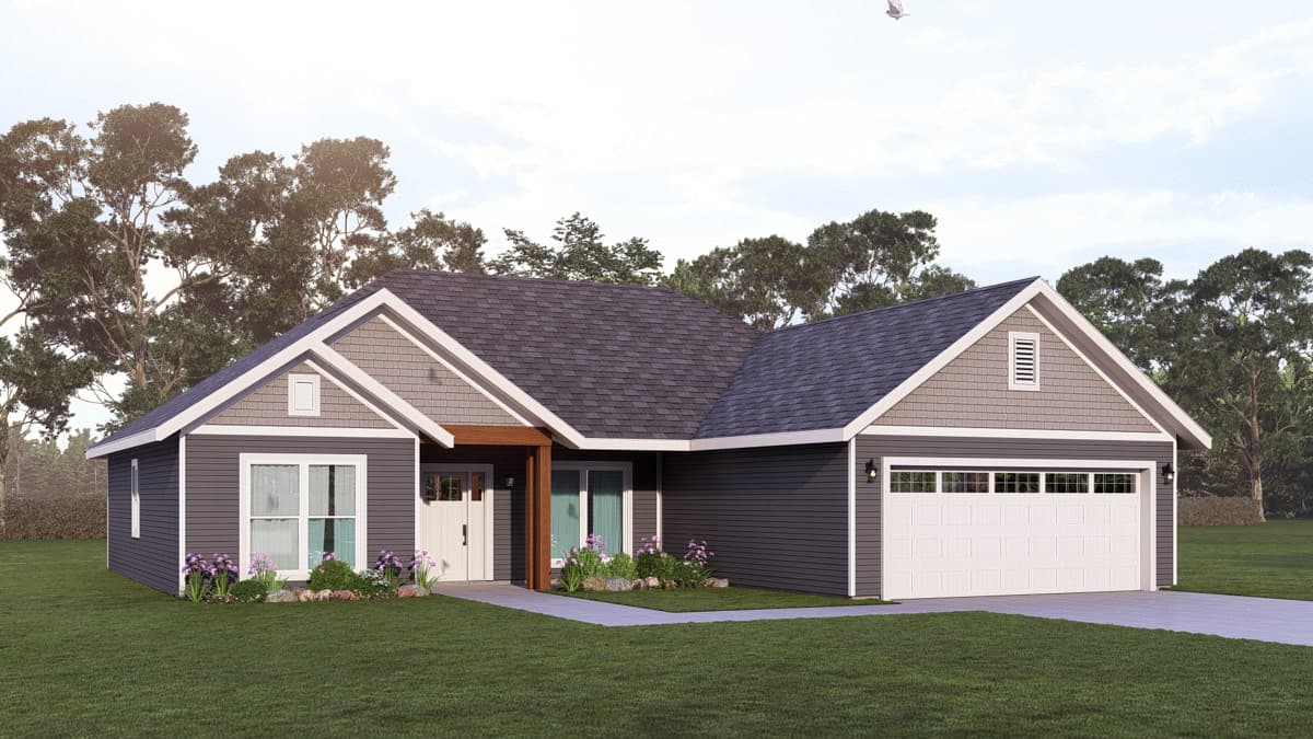 Plan 405170FDC: Traditional Craftsman Ranch House Plan with 3 Bedrooms and 2-Car Garage - Image #2 - Country, Craftsman, Ranch