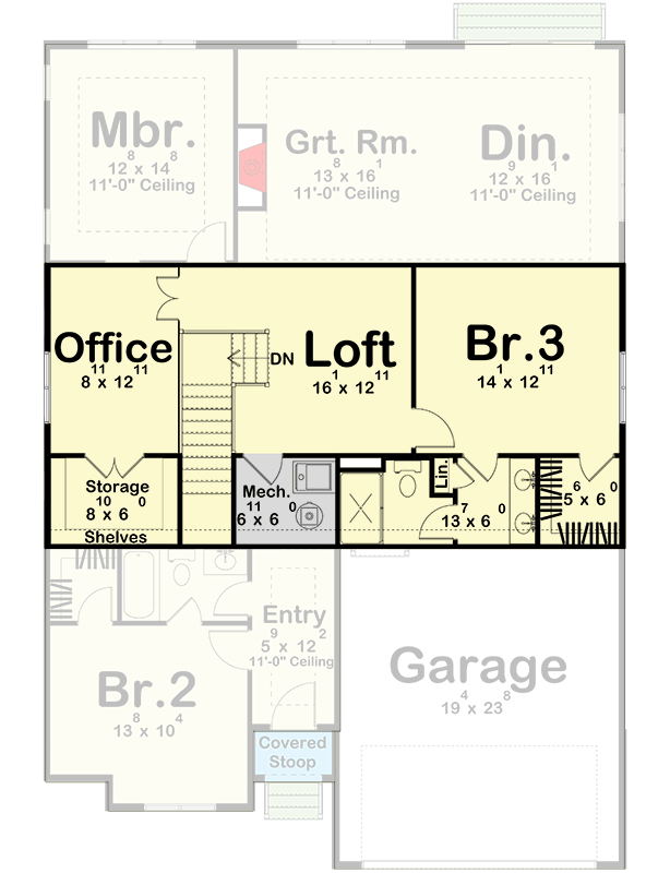 Plan 623649DJ: European Cottage House Plan with 3 Bedrooms and Main Level Suite - Floor Plan - Second Floor - Cottage, European, French Country