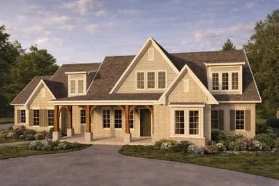 Spacious New American House Plan with Five Bedrooms and Three-Car Garage