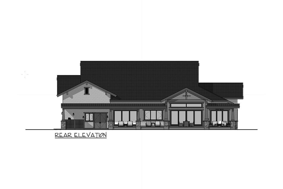 Plan 64570SC: Modern Mountain House Plan with RV Garage and Vaulted Living Room - Image #5 - Craftsman, Farmhouse, Modern Farmhouse, Mountain, Rustic