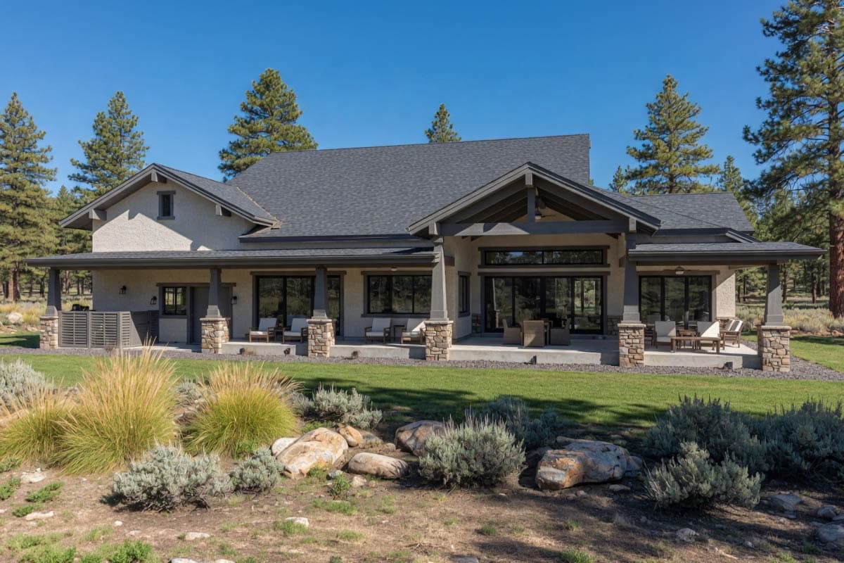 Plan 64570SC: Modern Mountain House Plan with RV Garage and Vaulted Living Room - Image #2 - Craftsman, Farmhouse, Modern Farmhouse, Mountain, Rustic