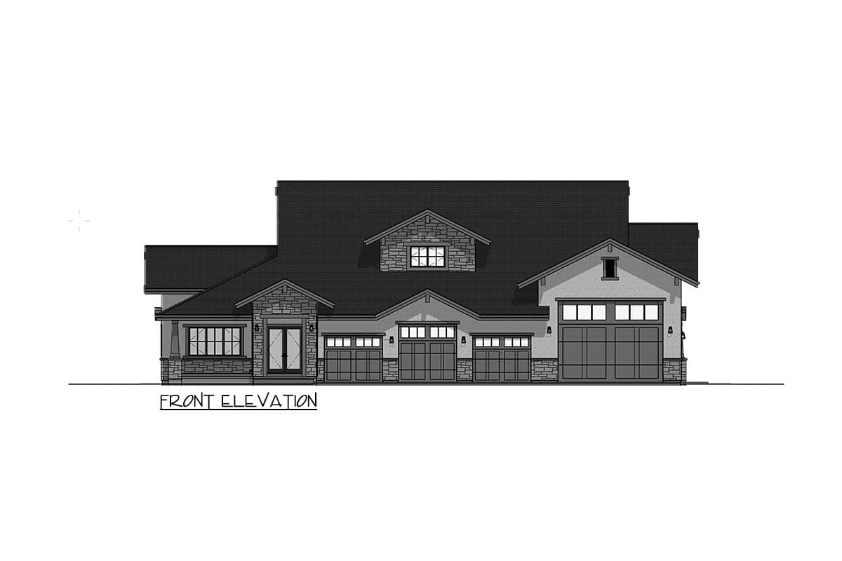 Plan 64570SC: Modern Mountain House Plan with RV Garage and Vaulted Living Room - Image #3 - Craftsman, Farmhouse, Modern Farmhouse, Mountain, Rustic