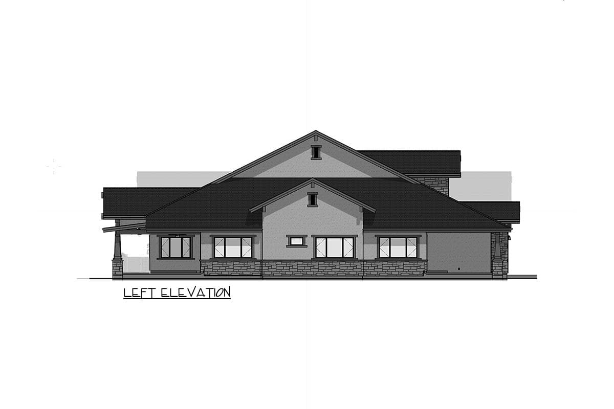 Plan 64570SC: Modern Mountain House Plan with RV Garage and Vaulted Living Room - Image #4 - Craftsman, Farmhouse, Modern Farmhouse, Mountain, Rustic