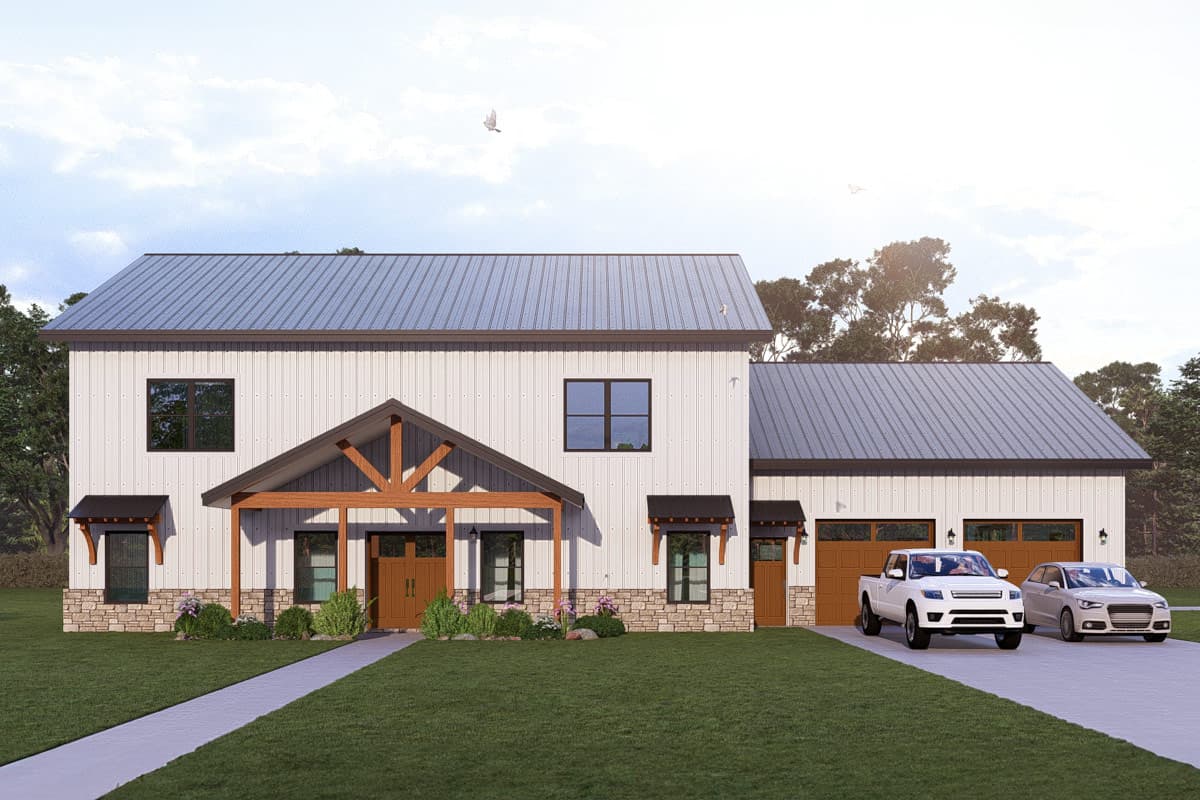 Plan image - 405173FDC:Modern Farmhouse Barndominium House Plan with Three Bedrooms and Three-Car Garage