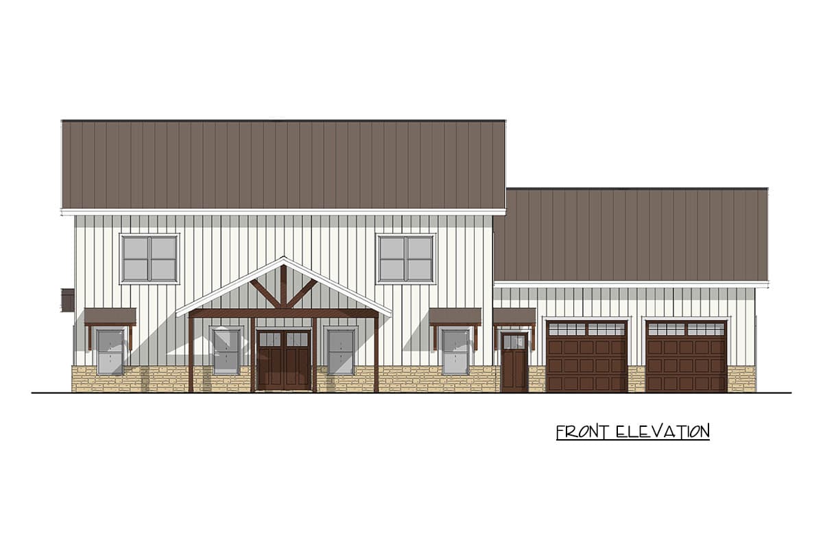 Plan 405173FDC: Modern Farmhouse Barndominium House Plan with Three Bedrooms and Three-Car Garage - Image #4 - Barndominium, Farmhouse