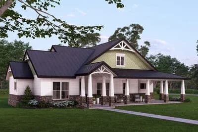 Modern Farmhouse Barndominium House Plan with Expansive Porch