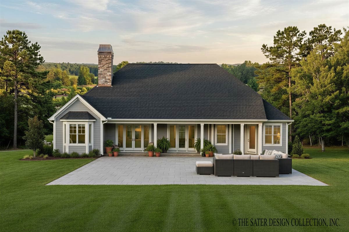 Plan 340156STR: Elegant Southern Traditional House Plan with Three Bedrooms and Courtyard Entry - Image #2 - Cottage, Country, Farmhouse, Southern Traditional