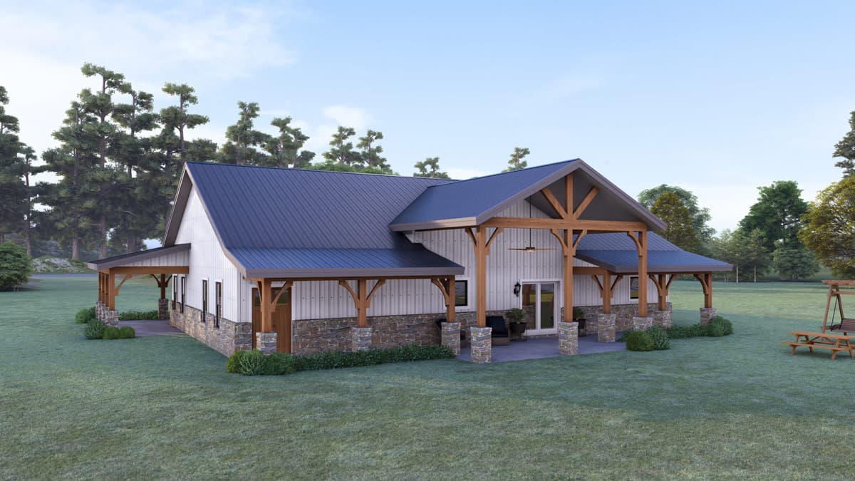 Plan 405175FDC: Modern Farmhouse Barndominium House Plan with Expansive Wraparound Porch - Image #4 - Barndominium, Farmhouse