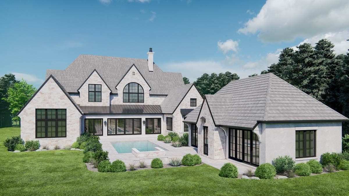 Plan 93235EL: European Transitional Luxury House Plan with Six Bedrooms and Courtyard - Image #4 - European, Transitional