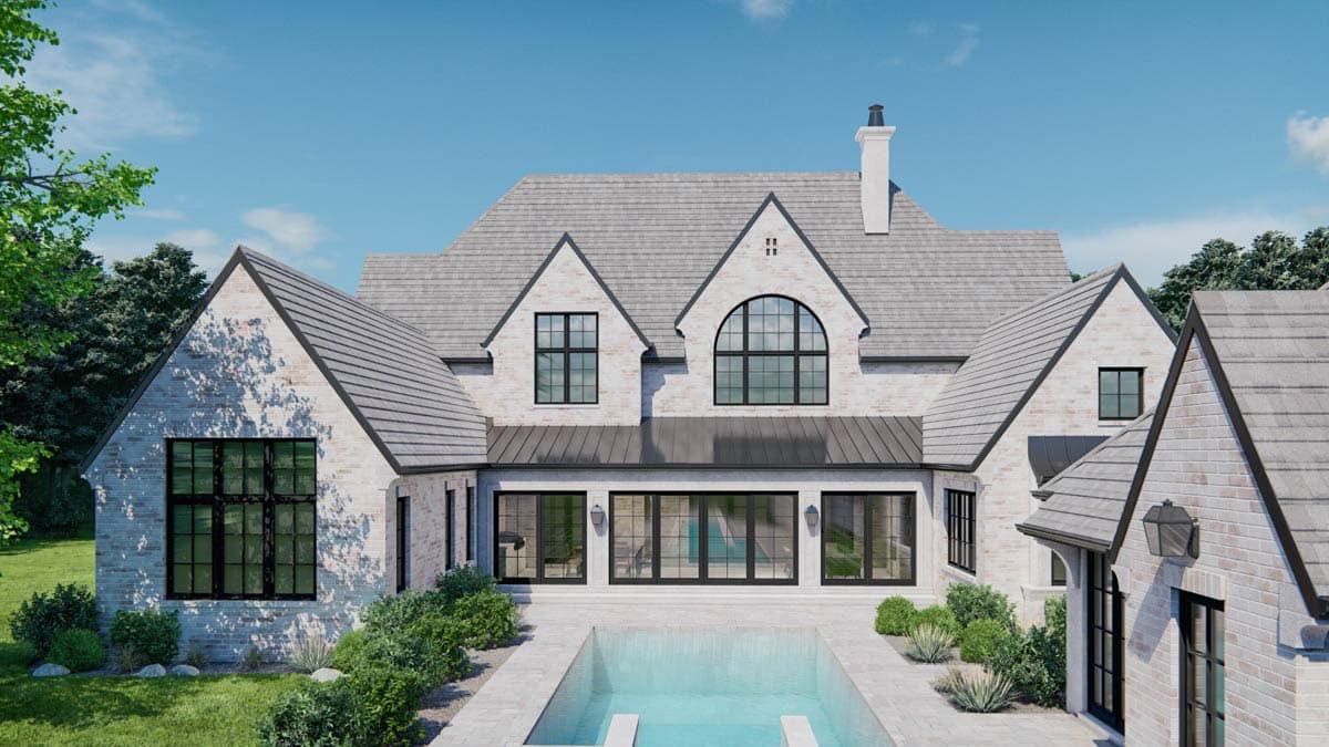 Plan 93235EL: European Transitional Luxury House Plan with Six Bedrooms and Courtyard - Image #3 - European, Transitional