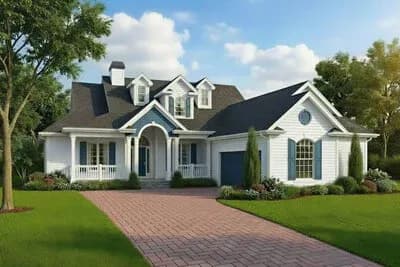 Three Bedroom Southern Farmhouse House Plan with Front Porch