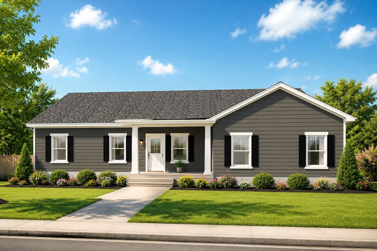 Plan image - 744529ABR:Three Bedroom Craftsman Ranch House Plan with Side Entry Garage