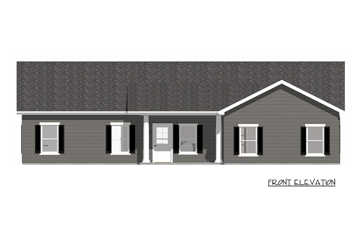 Plan 744529ABR: Three Bedroom Craftsman Ranch House Plan with Side Entry Garage - Image #4 - Craftsman, Ranch, Traditional
