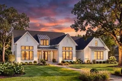 Modern Farmhouse House Plan with 3 Bedrooms and Vaulted Great Room
