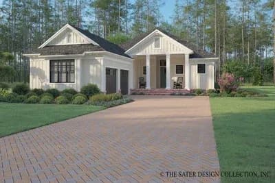 Southern Country House Plan with 3 Bedrooms and Spacious Living Areas