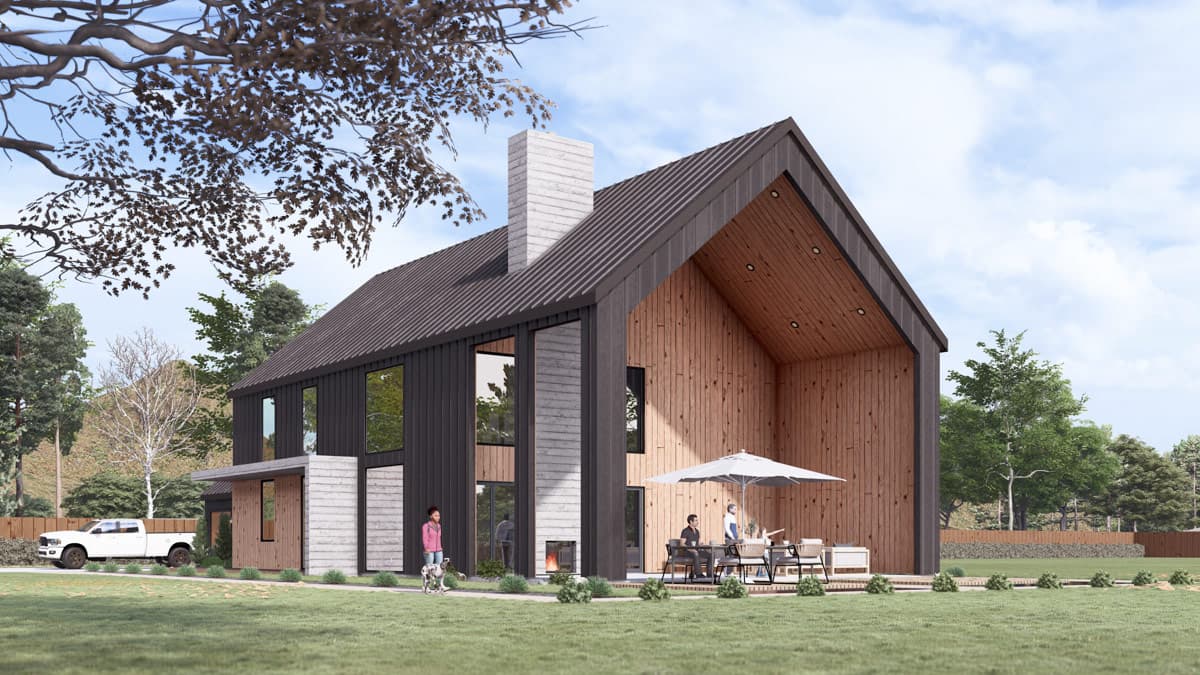 Plan 405176FDC: Modern Barndominium House Plan with Four Bedrooms and Detached Garage - Image #3 - Barndominium, Modern, Scandinavian