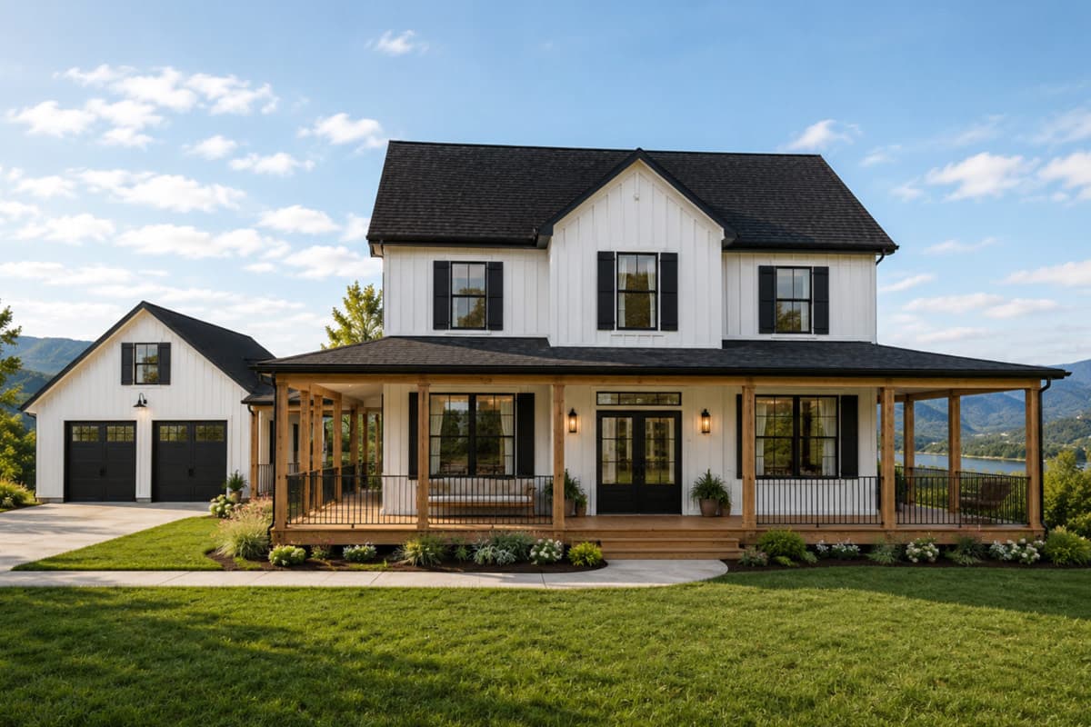 Plan image - 744530ABR:Farmhouse House Plan with Four Bedrooms and Wraparound Porch