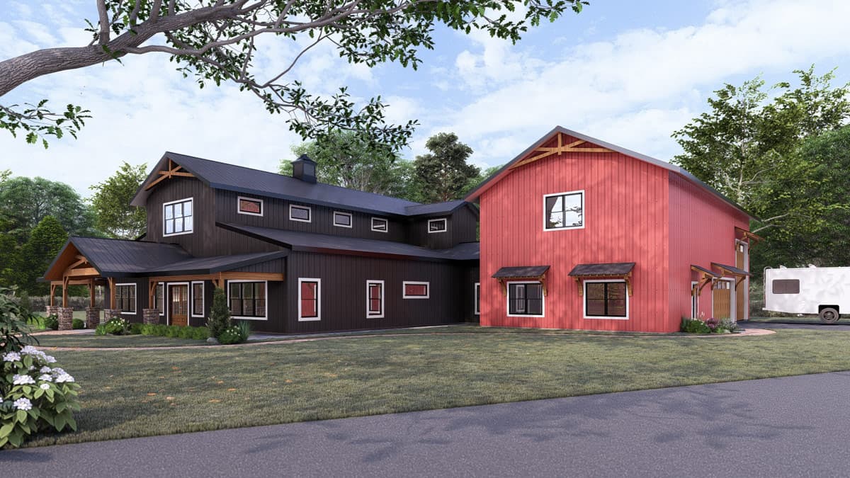 Plan 405177FDC: Modern Farmhouse Barndominium House Plan with 3 Bedrooms and Spacious Garage - Image #2 - Barndominium, Farmhouse